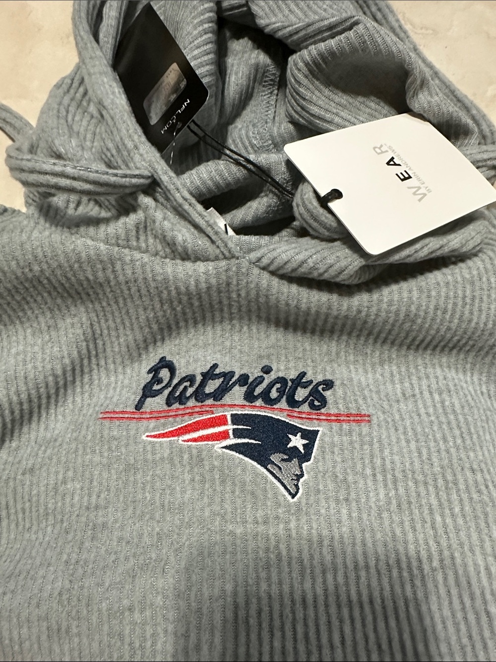 Grey Ribbed New England Patriots Hoodie & Jogger Set - Picture 3 of 6